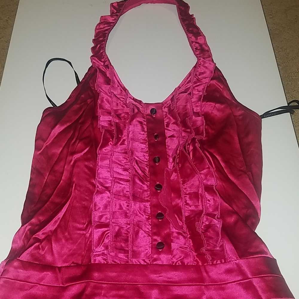 Bebe halter dress pink black